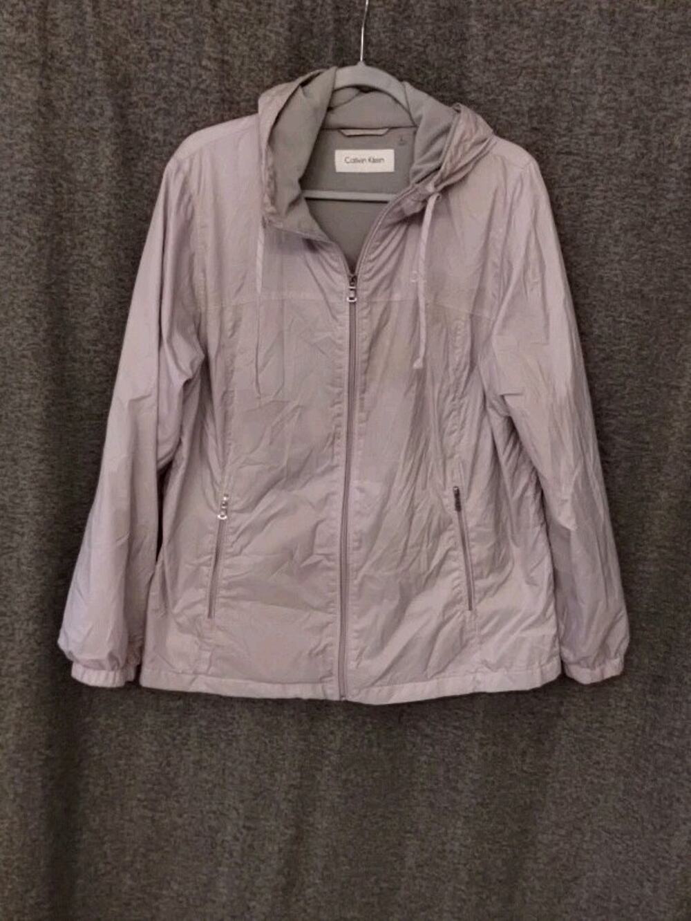 Calvin Klein Women's Purple Parka Jacket w/Hood and Gray Lining Insulated- Sz LG